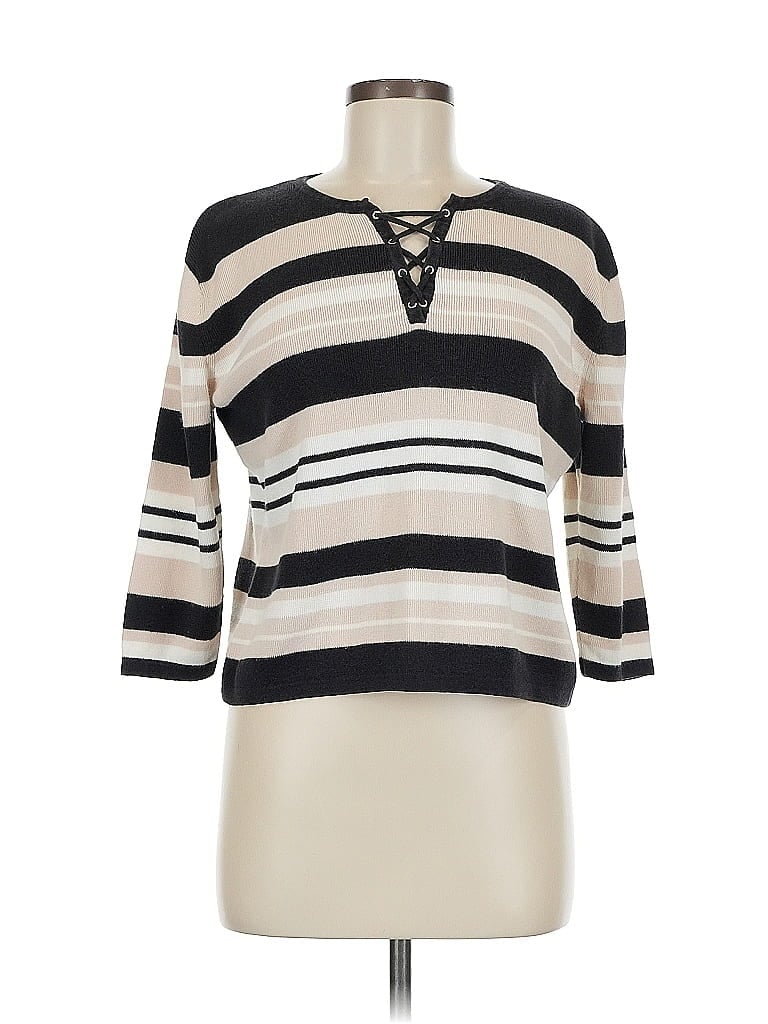 Pre-owned Christopher & Banks 3/4 Sleeve T-shirt In White