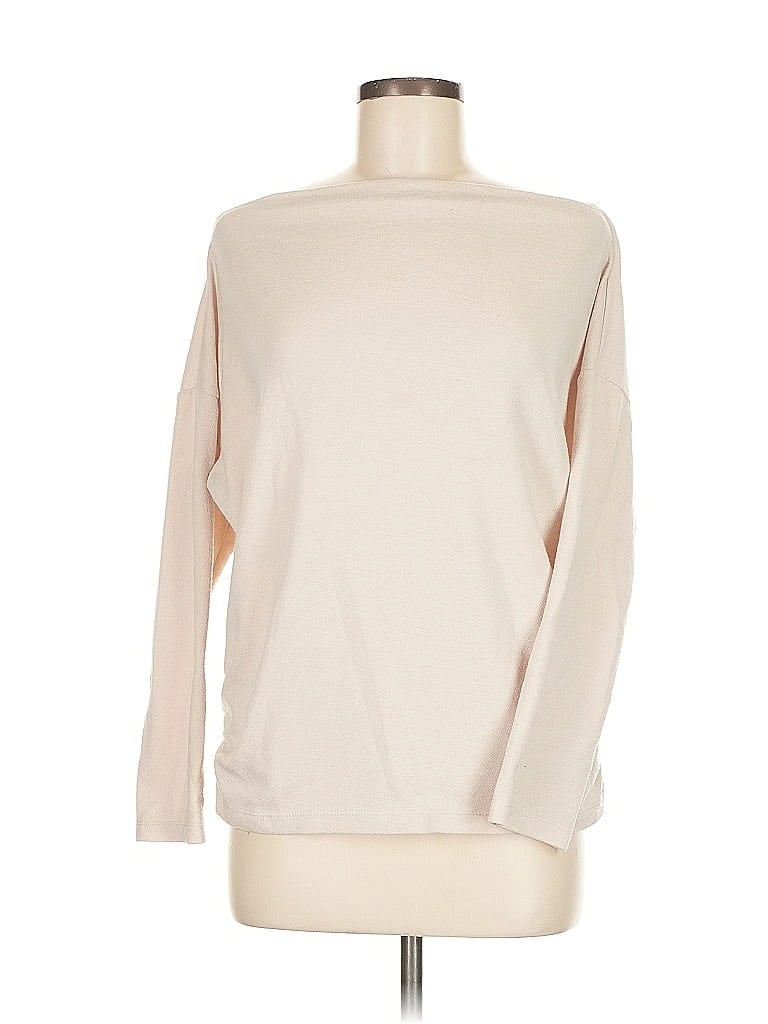 Pre-owned Clara Sun Woo Long Sleeve Top Ivory Boatneck Tops In White