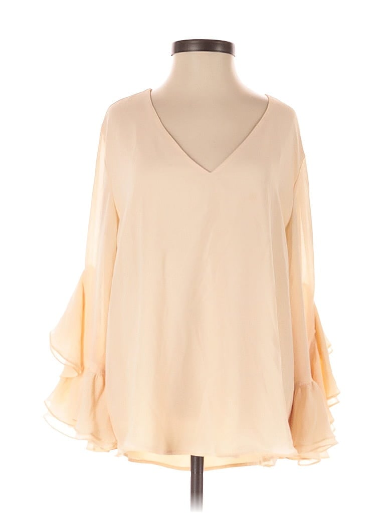 Pre-owned Calvin Klein 3/4 Sleeve Blouse In White