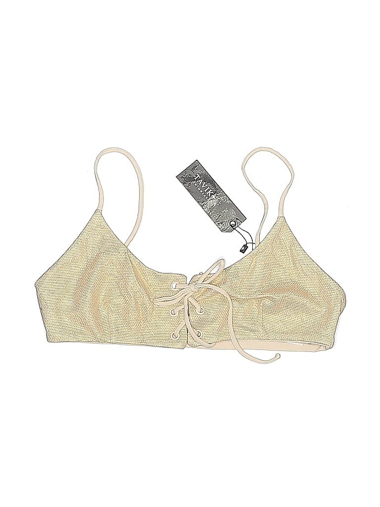 Tavik Swimsuit Top Gold Metallic Pattern Swimwear In Neutral