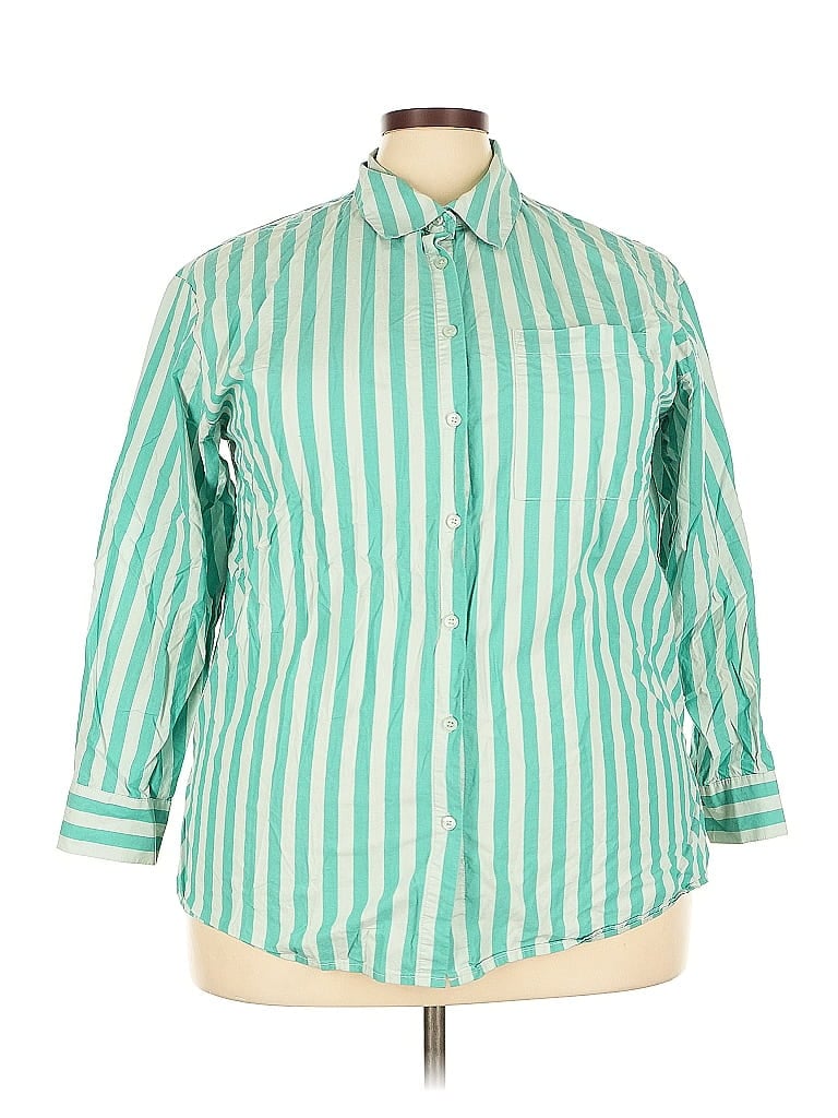 Pre-owned A New Day 3/4 Sleeve Button Down Shirt In Green