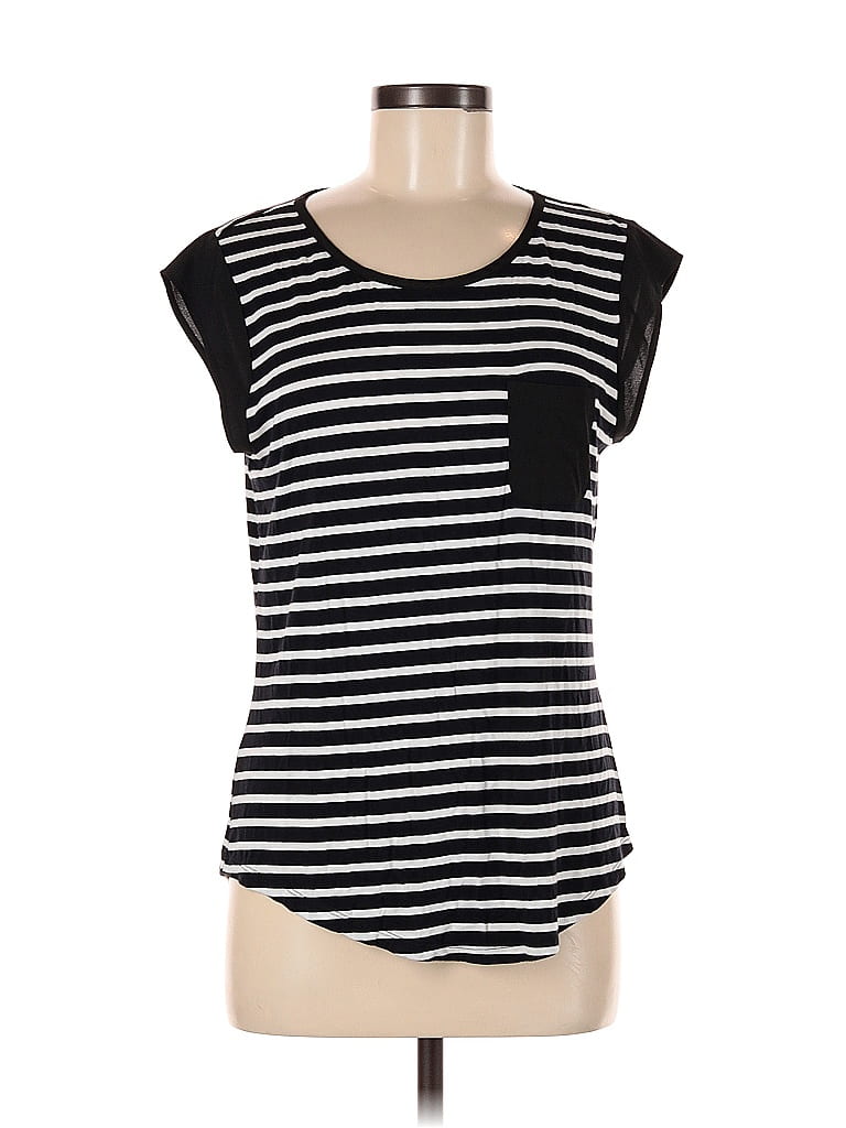 Pre-owned Calvin Klein Short Sleeve Top Black Scoop Neck Tops