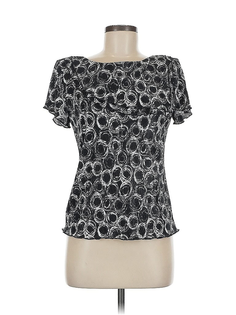 Pre-owned Connected Apparel Short Sleeve Blouse In Black