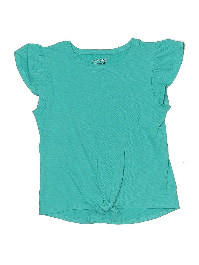 Pre-owned Jumping Beans Kids' Short Sleeve Top Teal Keyhole Neckline Tops In Blue
