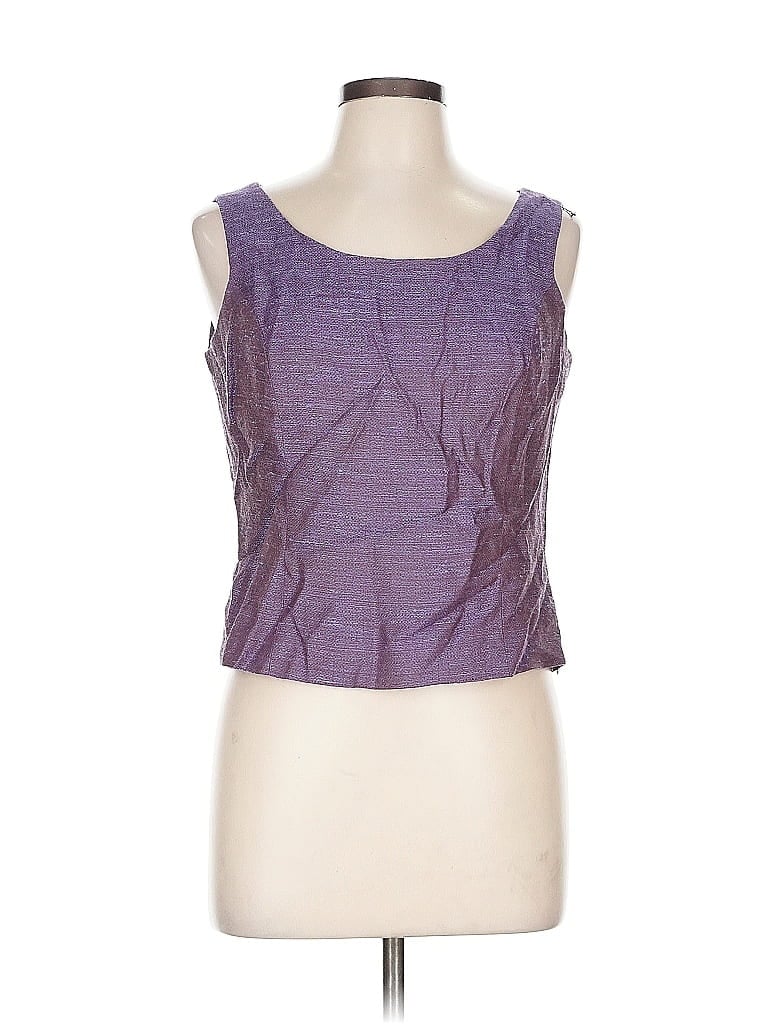 ALBERT NIPON Pre-owned Sleeveless Top Purple Tweed Pattern Crew Neck Tops