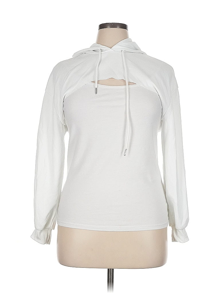 Pre-owned Shein Curve Thermal Top White Tie Neck Tops