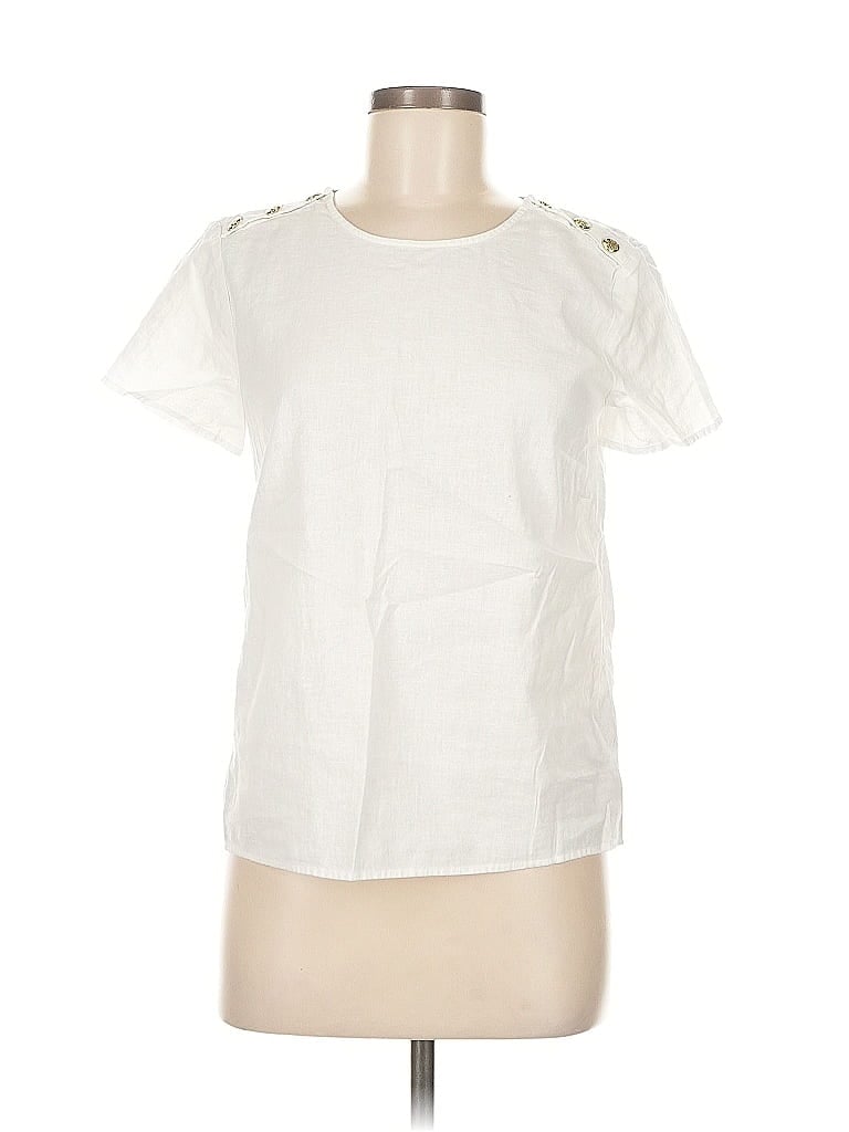 Pre-owned J.crew Factory Store Short Sleeve Top White Crew Neck Tops