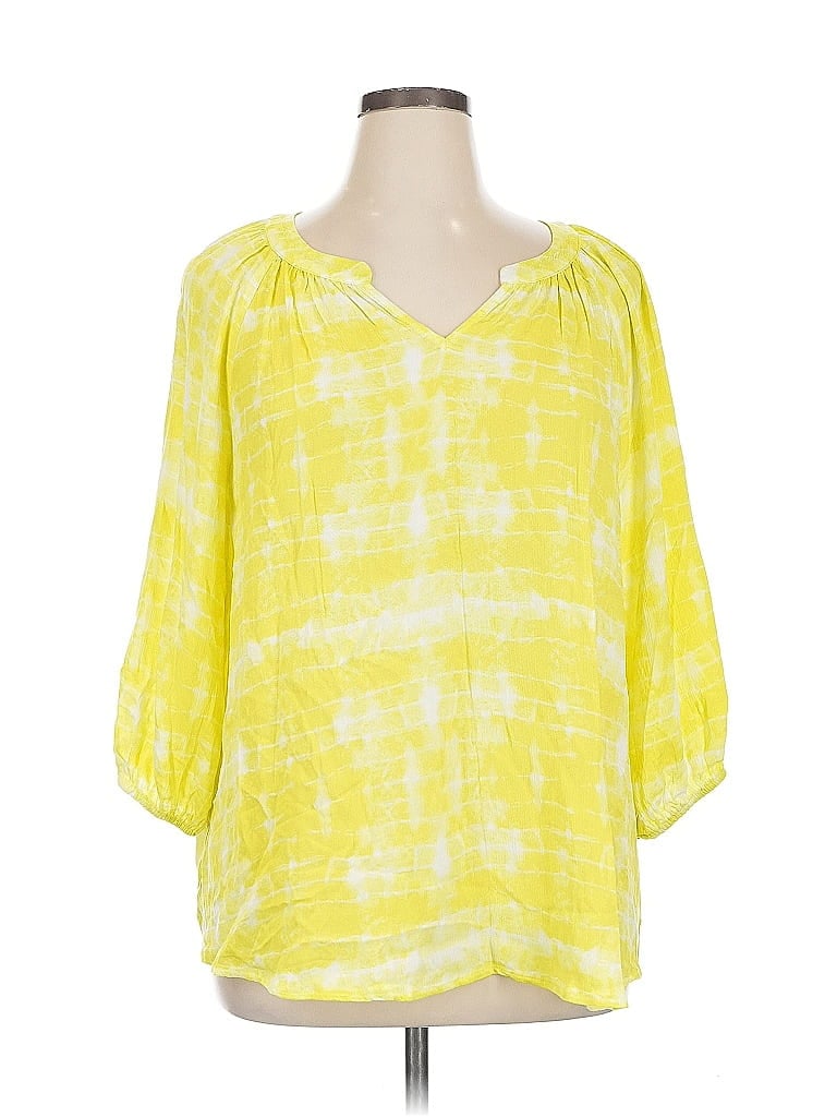 Pre-owned Lane Bryant 3/4 Sleeve Blouse In Yellow