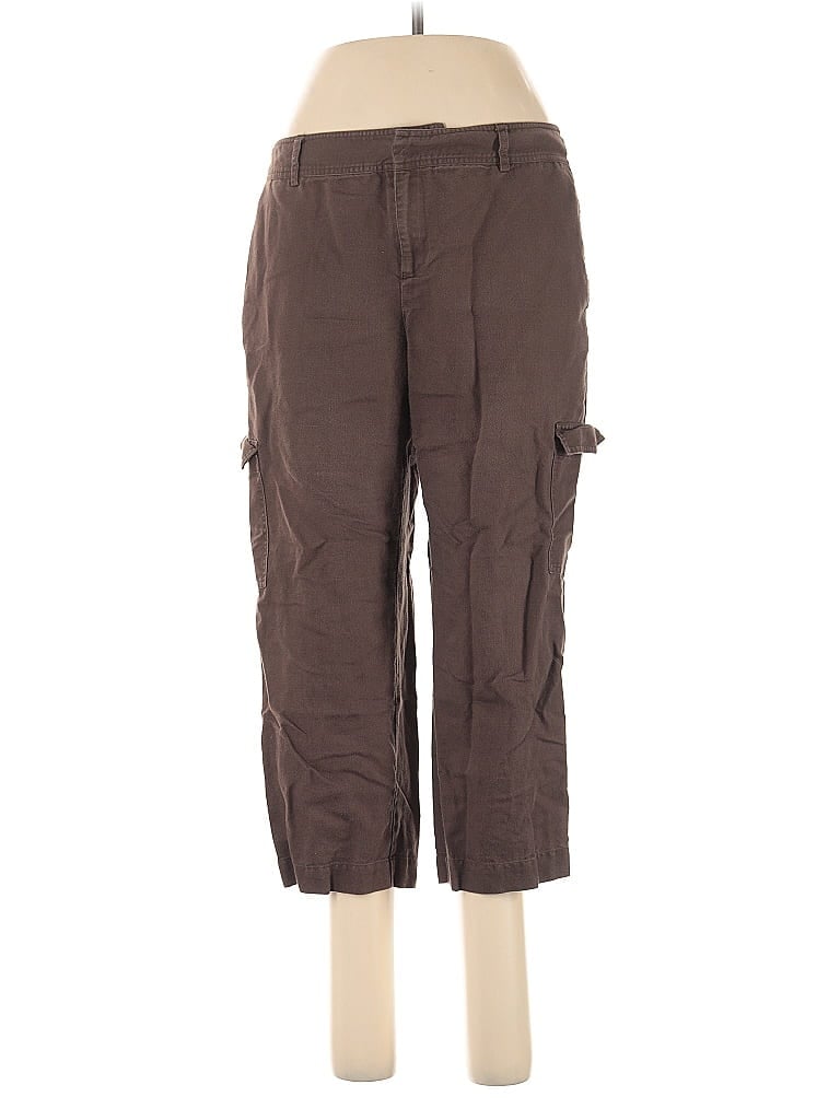 Pre-owned Liz & Co. Linen Pants In Brown