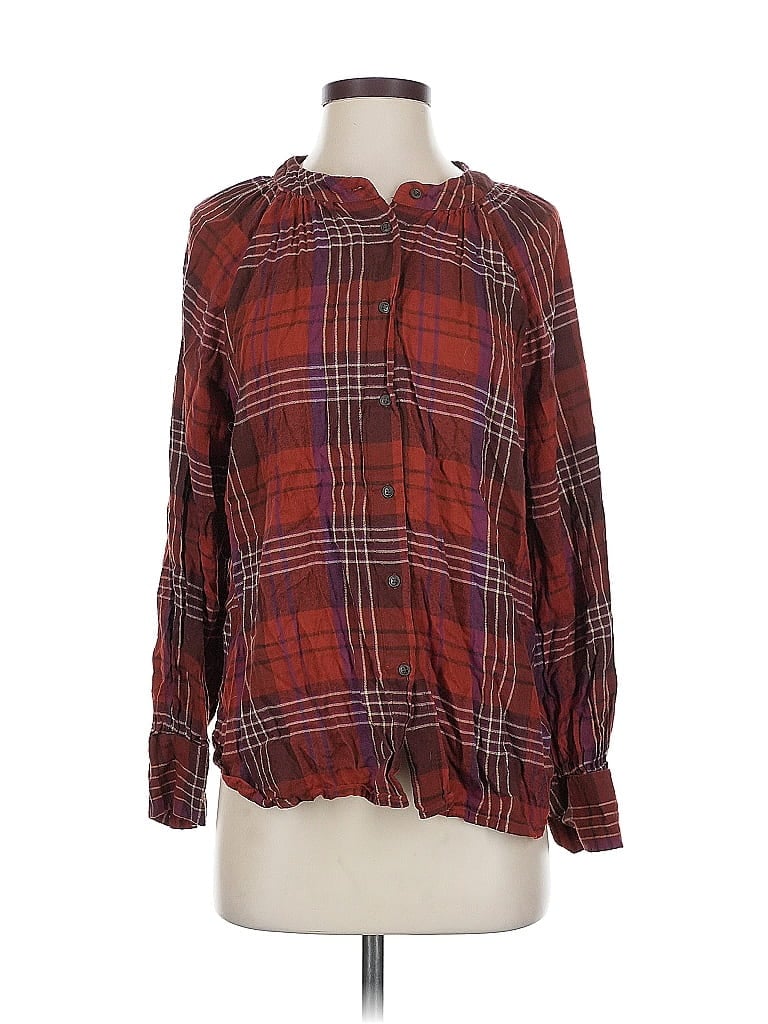 Pre-owned Susina 3/4 Sleeve Blouse In Burgundy