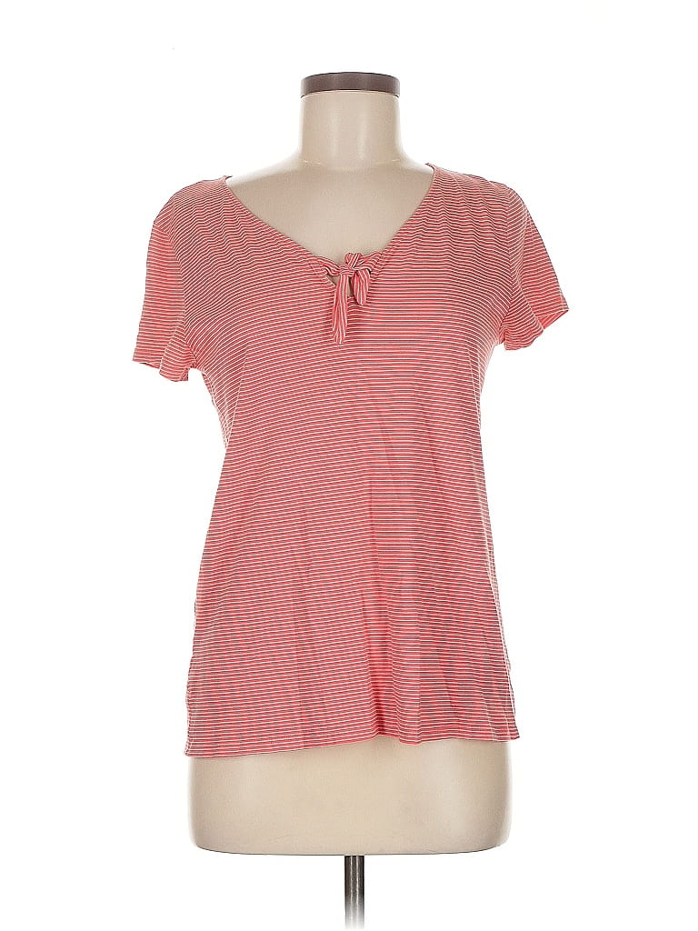 Pre-owned Ann Taylor Loft Outlet Short Sleeve Top Pink Sweetheart Neckline Tops