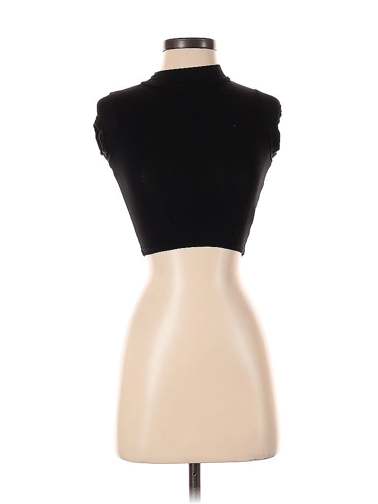 Pre-owned Boohoo Short Sleeve Turtleneck In Black