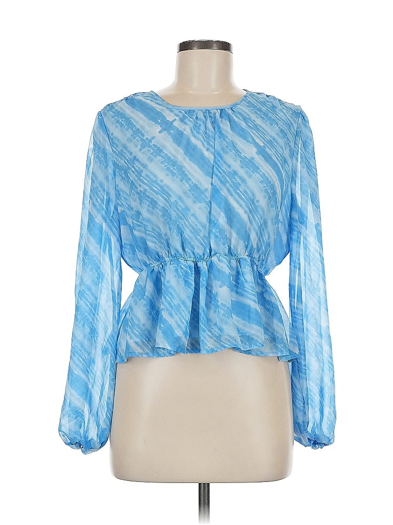 Pre-owned Steve Madden Long Sleeve Blouse In Blue