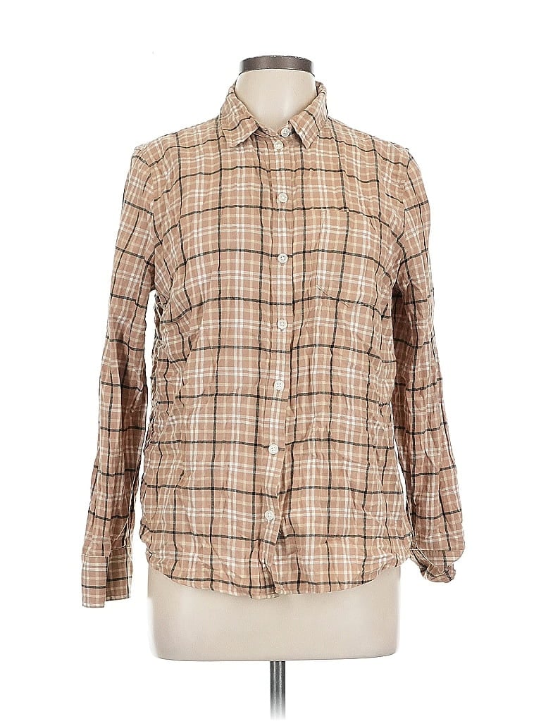 Pre-owned J.crew Factory Store Long Sleeve Button Down Shirt In Brown