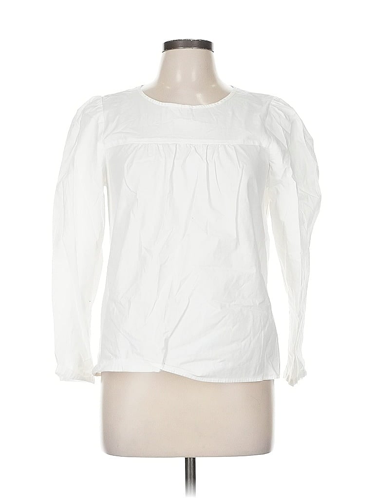 Pre-owned J.crew Factory Store Long Sleeve Blouse In White