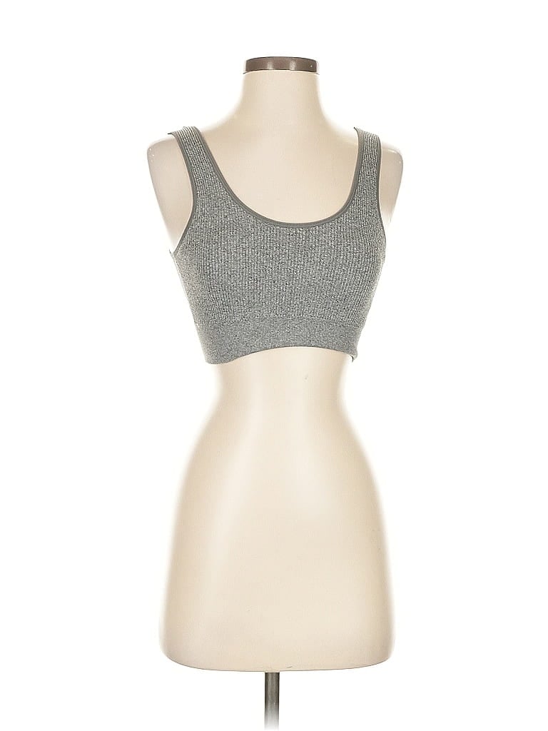 Pre-owned Offline By Aerie Tank Top Silver Solid Pattern Scoop Neck Tops