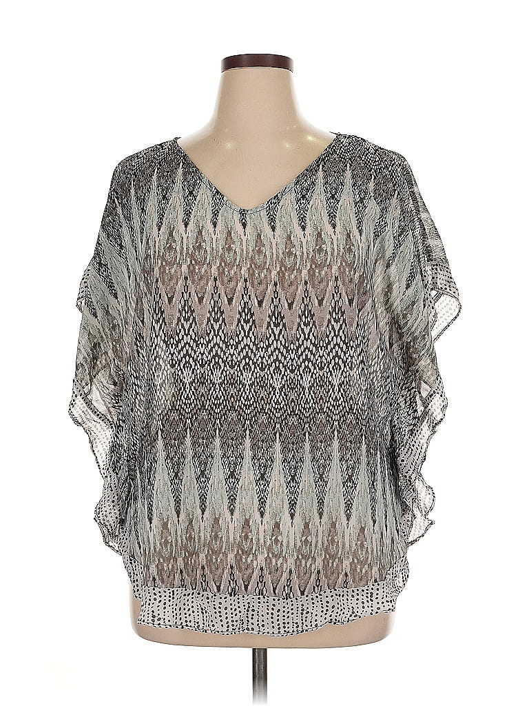 Pre-owned Agb 3/4 Sleeve Blouse In Silver
