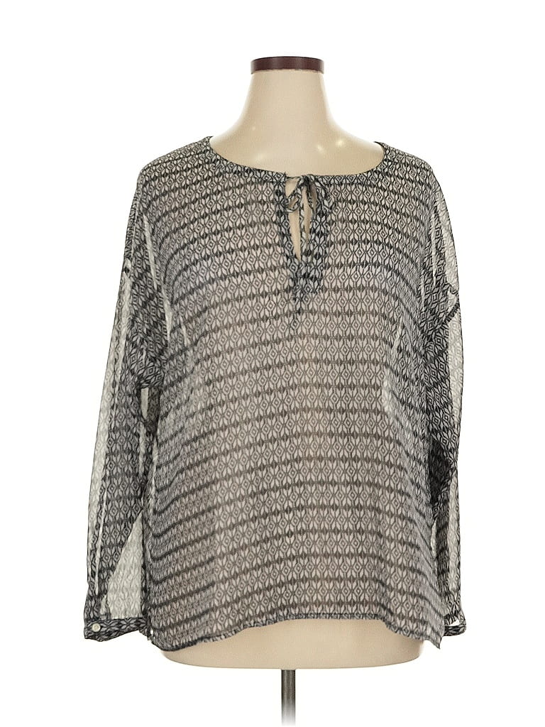 Pre-owned Old Navy Long Sleeve Blouse In Gray