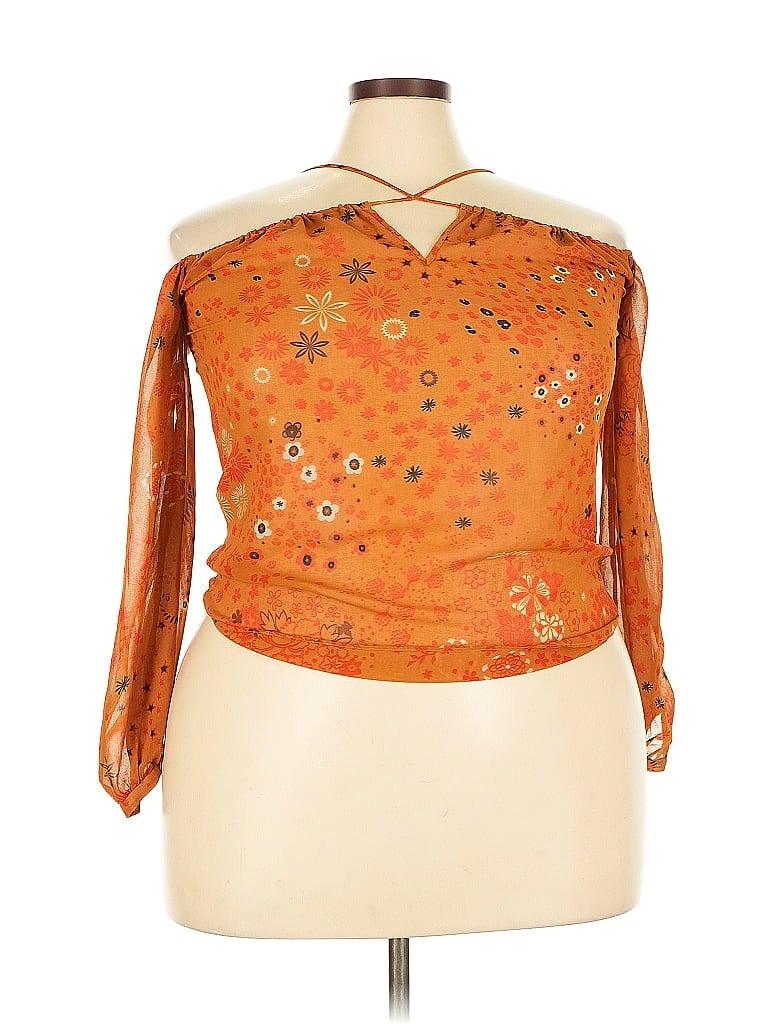 Pre-owned Trafaluc By Zara 3/4 Sleeve Blouse In Orange