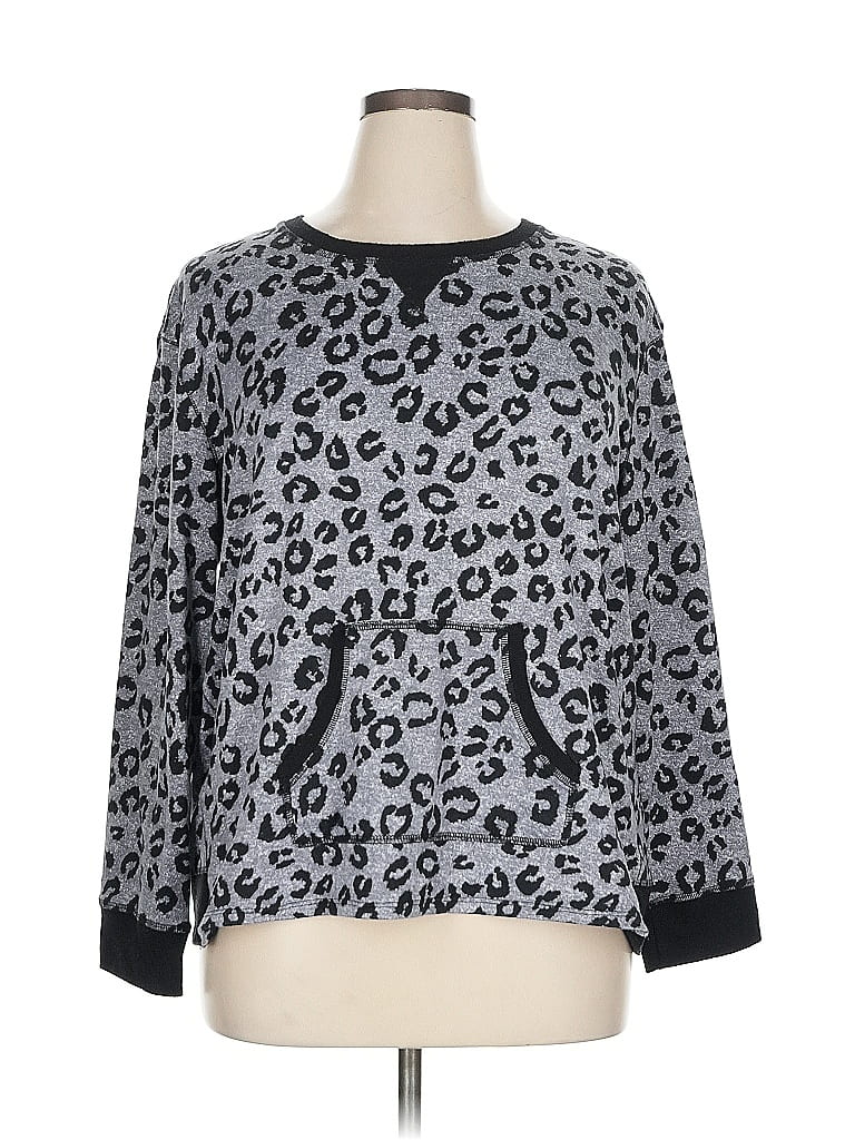 Cuddl Duds Animal Print Gray Sweatshirt Size XL - photo 1