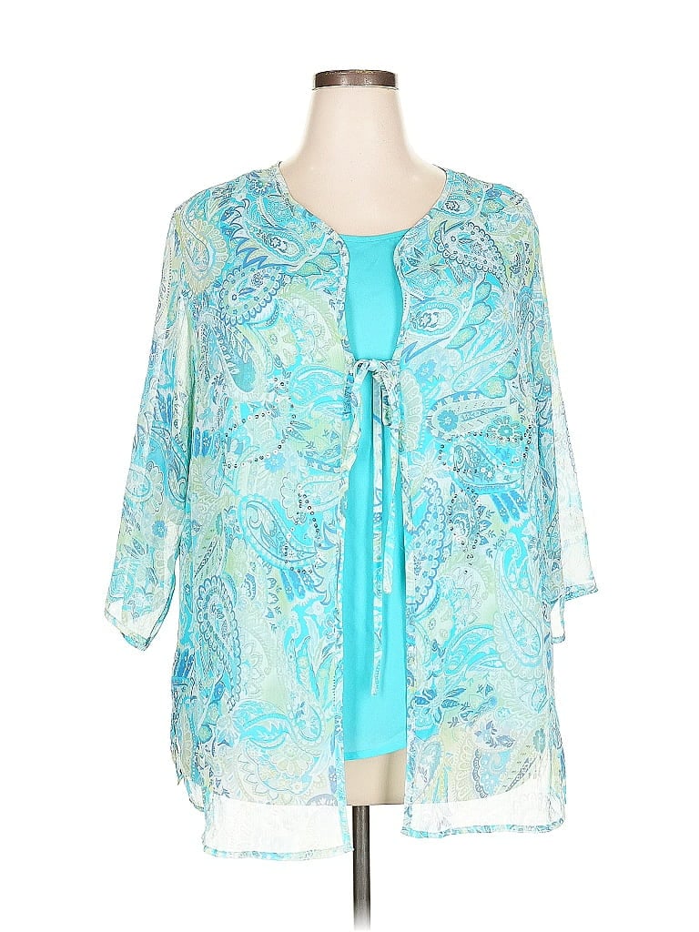 Pre-owned White Stag 3/4 Sleeve Blouse In Blue
