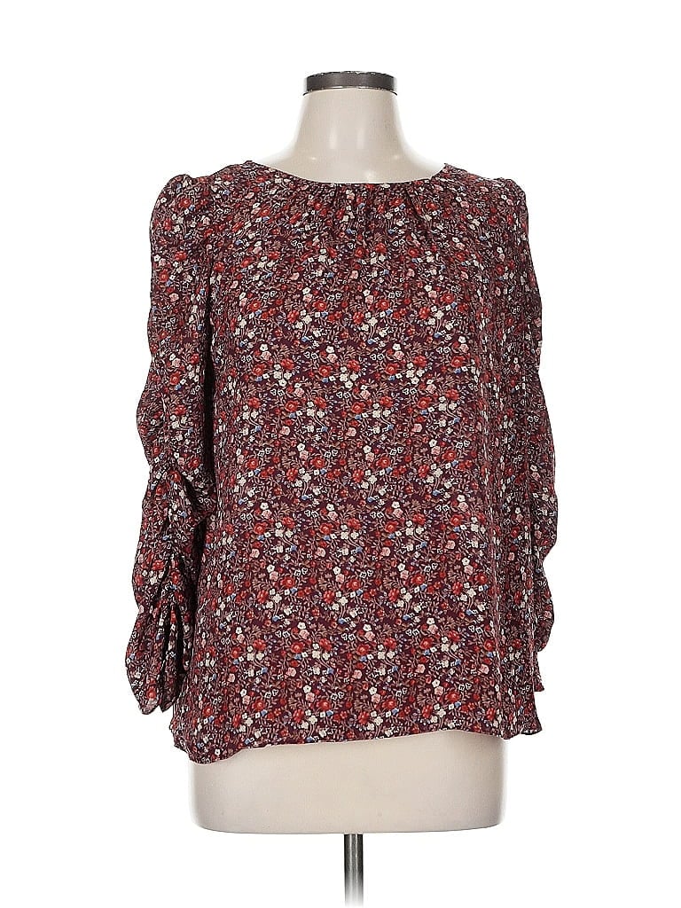 Pre-owned Max Studio 3/4 Sleeve Blouse In Burgundy