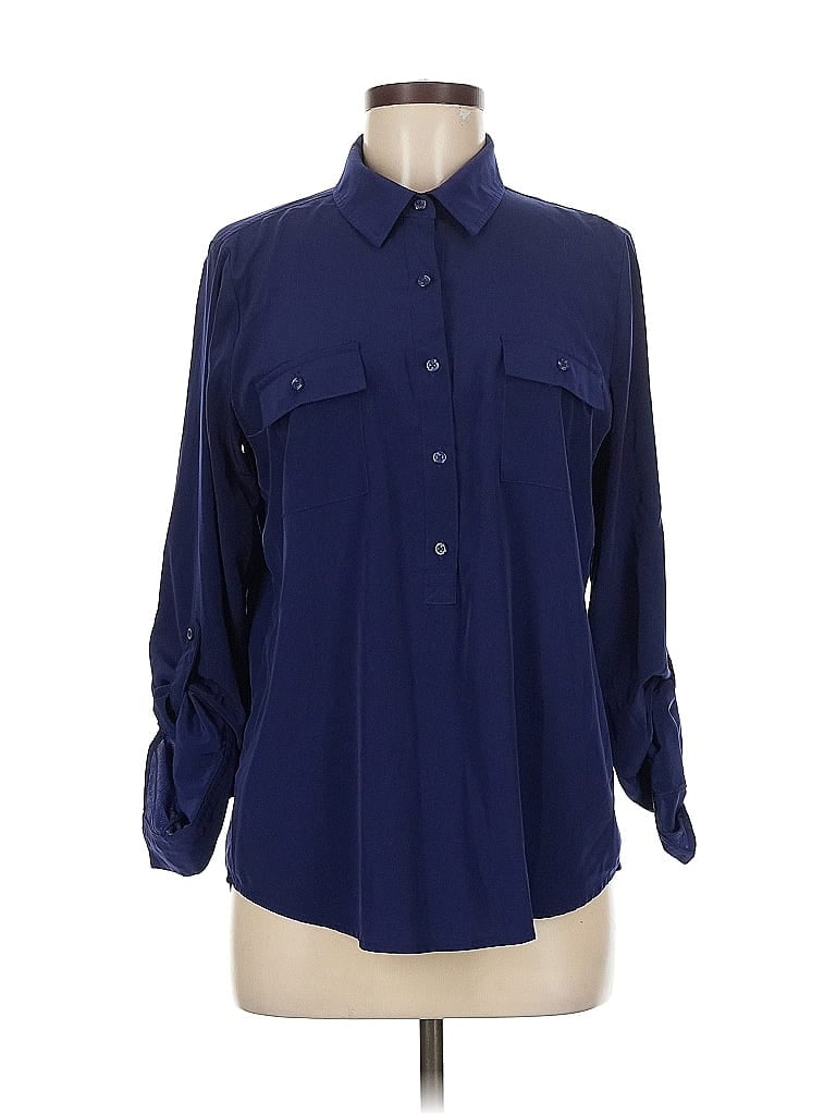 Pre-owned Old Navy Long Sleeve Blouse In Blue
