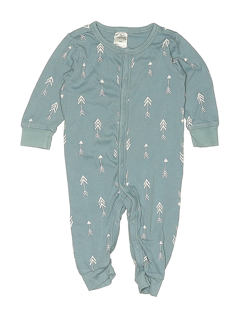 Gerber Print Teal Long Sleeve Onesie Size 6-9 mo - photo 1