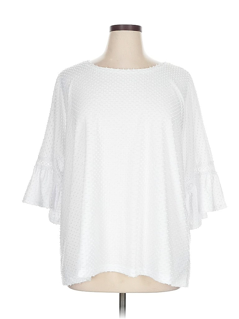 Ruby Rd. 100% Polyester Polka Dots White 3/4 Sleeve Blouse Size 1X - photo 1
