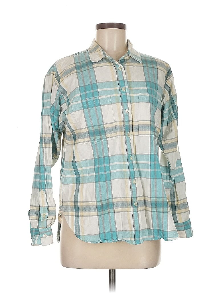 Pre-owned Ann Taylor Loft Long Sleeve Button Down Shirt In Blue