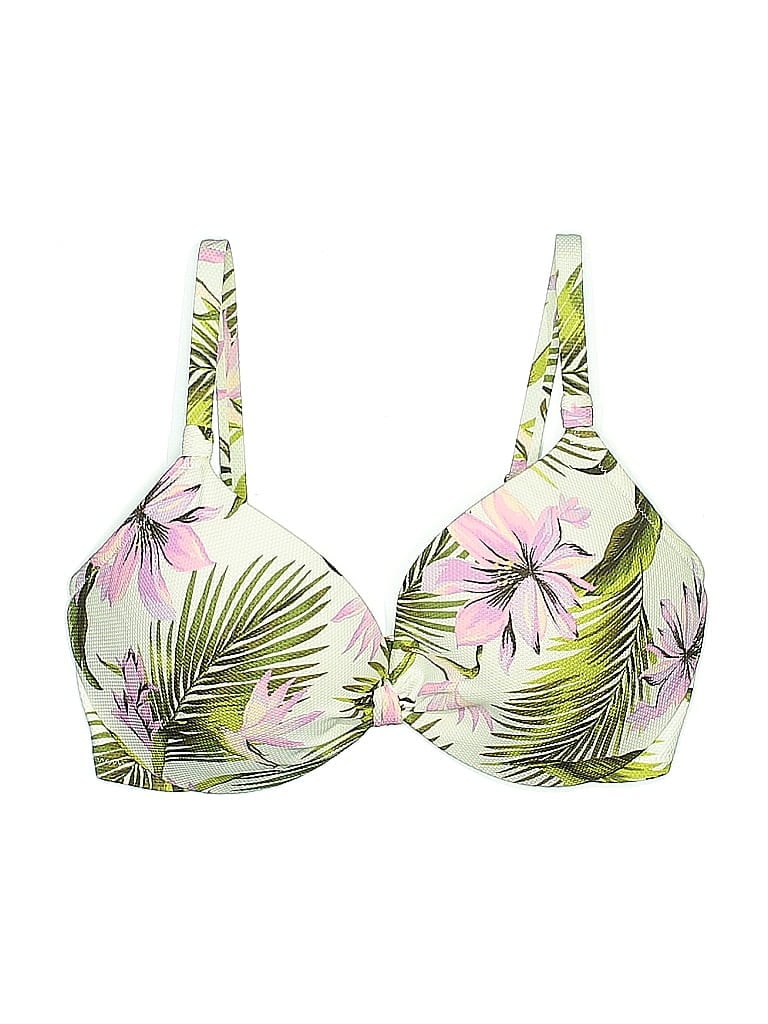 Pre-owned Shade & Shore Swimsuit Top Green Tropical Pattern Swimwear