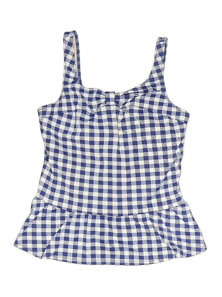 Pre-owned Assorted Brands Swimsuit Top Blue Checkered/gingham Pattern Swimwear