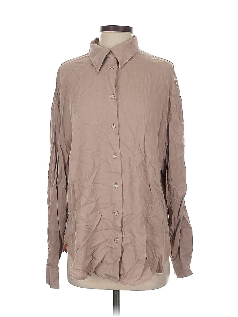 Pre-owned Vine & Love Long Sleeve Button Down Shirt In Brown