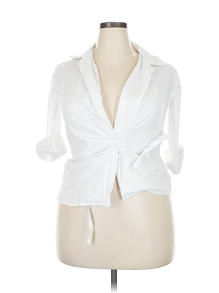 Pre-owned Cider 3/4 Sleeve Button Down Shirt In White