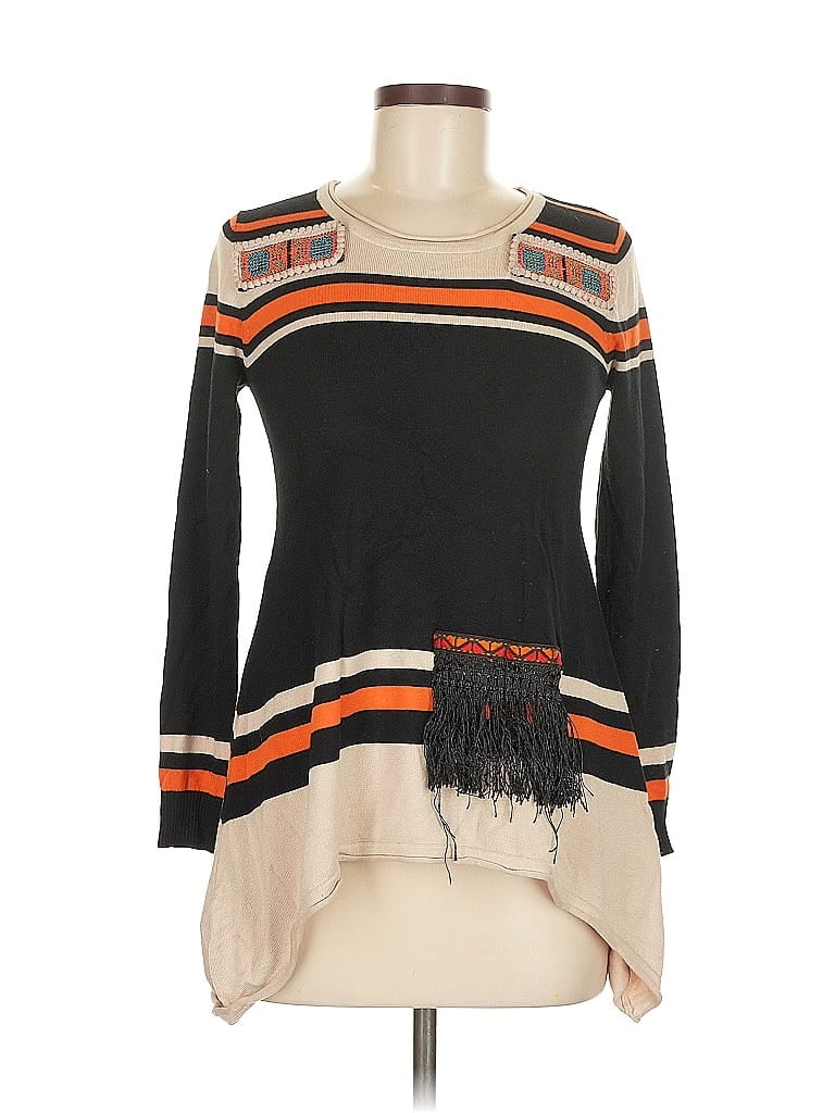 Pre-owned Altar'd State Long Sleeve Top Black Scoop Neck Tops