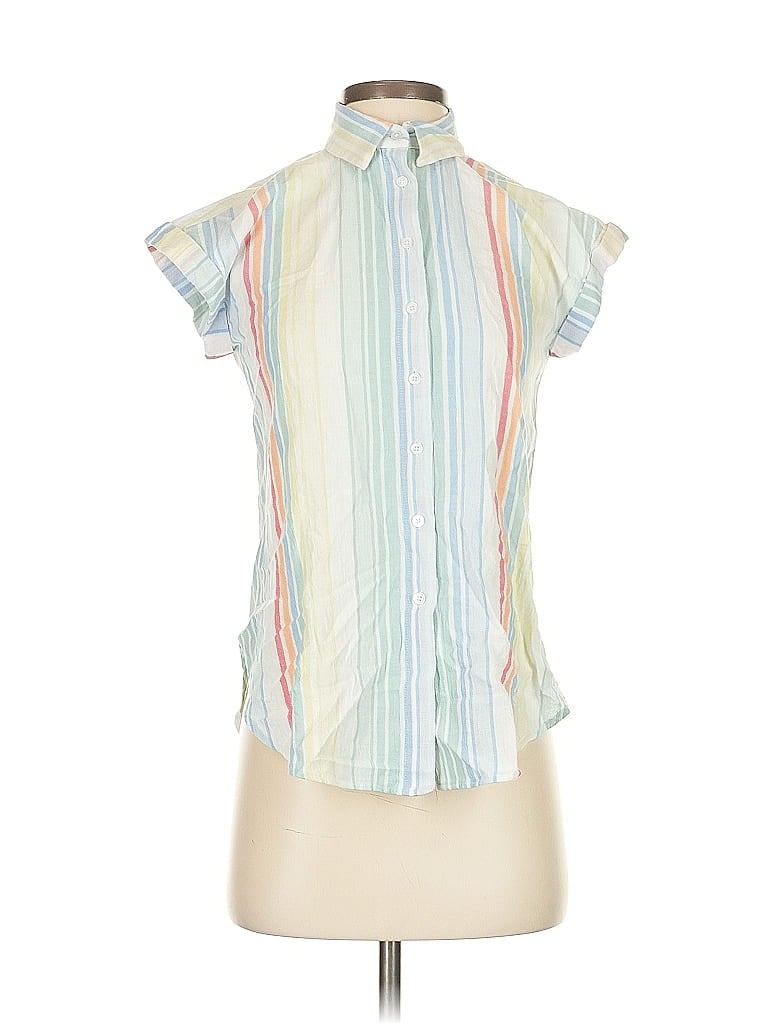 Pre-owned Ann Taylor Loft Outlet Short Sleeve Blouse In Green