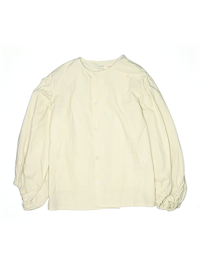 Zara Kids 100% Cotton Solid Ivory Long Sleeve Blouse Size 12 - photo 1