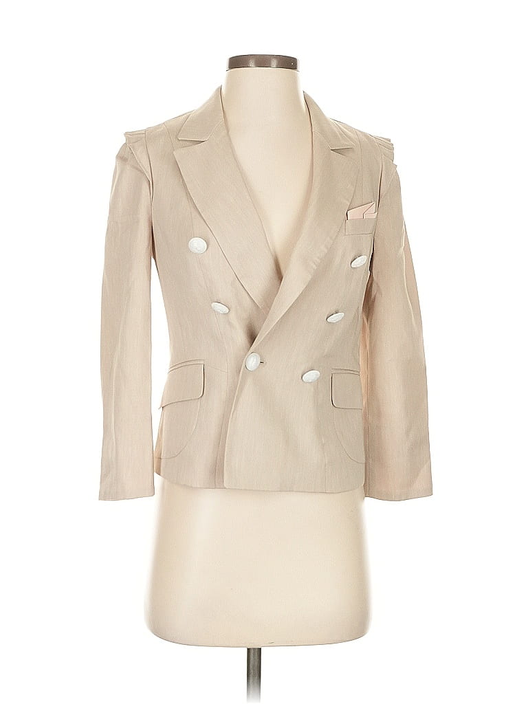 Pre-owned On And On 3/4 Sleeve Top Tan Square Neckline Tops In Brown