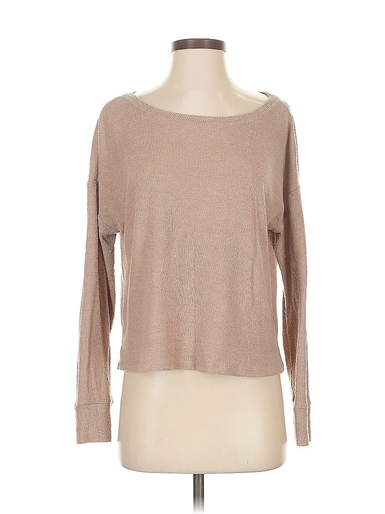 Pre-owned Lisa Todd Long Sleeve Top Brown Boatneck Tops