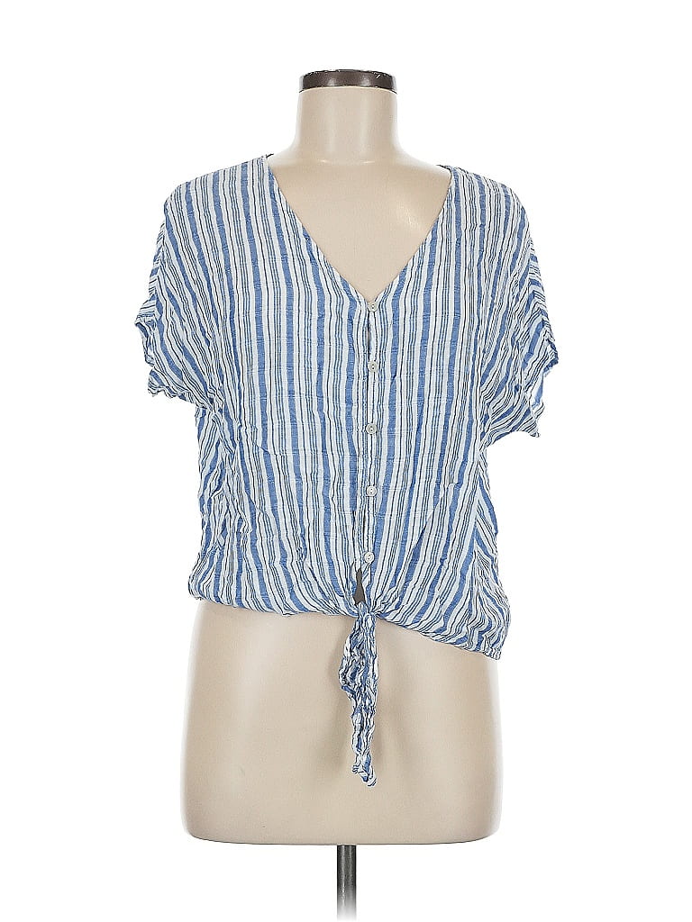 Pre-owned Universal Thread Short Sleeve Blouse In Blue