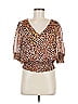DR2 100% Polyester Animal Print Brown 3/4 Sleeve Blouse Size M - photo 1