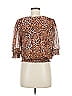 DR2 100% Polyester Animal Print Brown 3/4 Sleeve Blouse Size M - photo 2