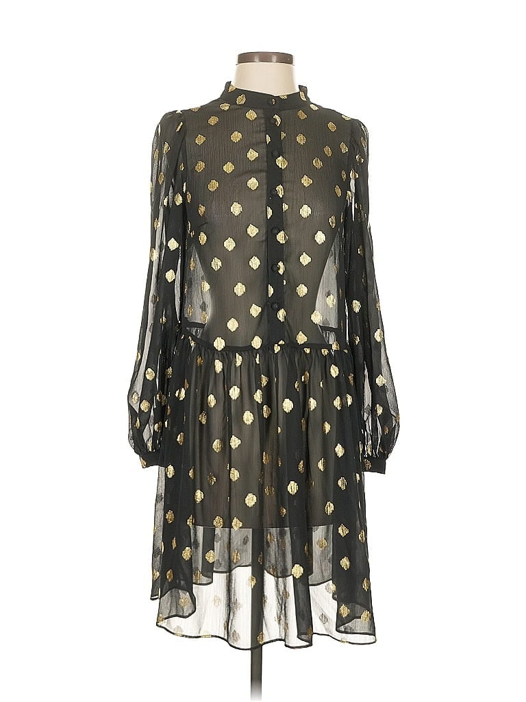 H&M Pre-owned 3/4 Sleeve Top Black High Neck Tops