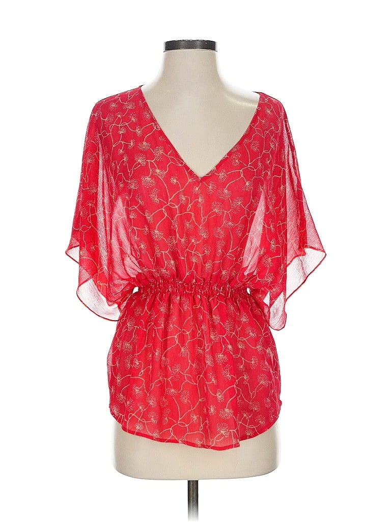 Pre-owned Mossimo Short Sleeve Blouse In Red