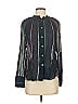 Derek Lam 10 Crosby 100% Viscose Color Block Black Blue Striped Button Down Top Size 2 - photo 1