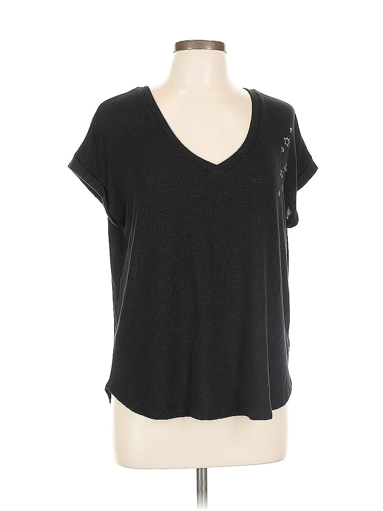 Pre-owned Bobeau Short Sleeve Top Black V Neck Tops