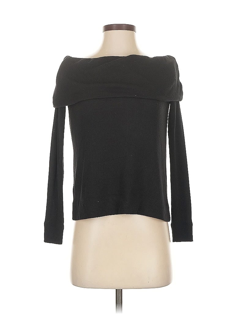 Pre-owned Ann Taylor Loft Long Sleeve Top Black Off The Shoulder Neckline Tops