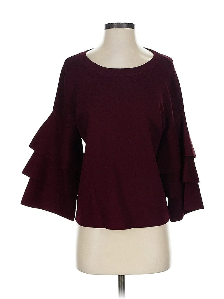 Pre-owned Inc International Concepts 3/4 Sleeve Top Burgundy Boatneck Tops