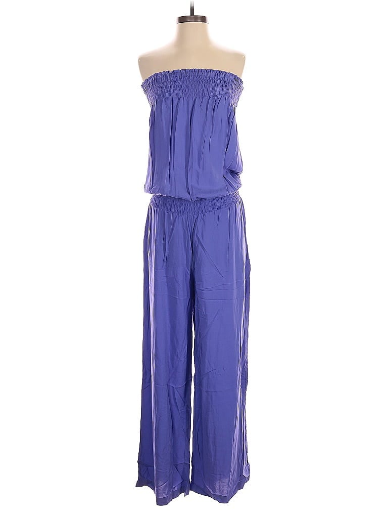 Sunny Leigh 100% Rayon Color Block Purple Jumpsuit Size L - photo 1
