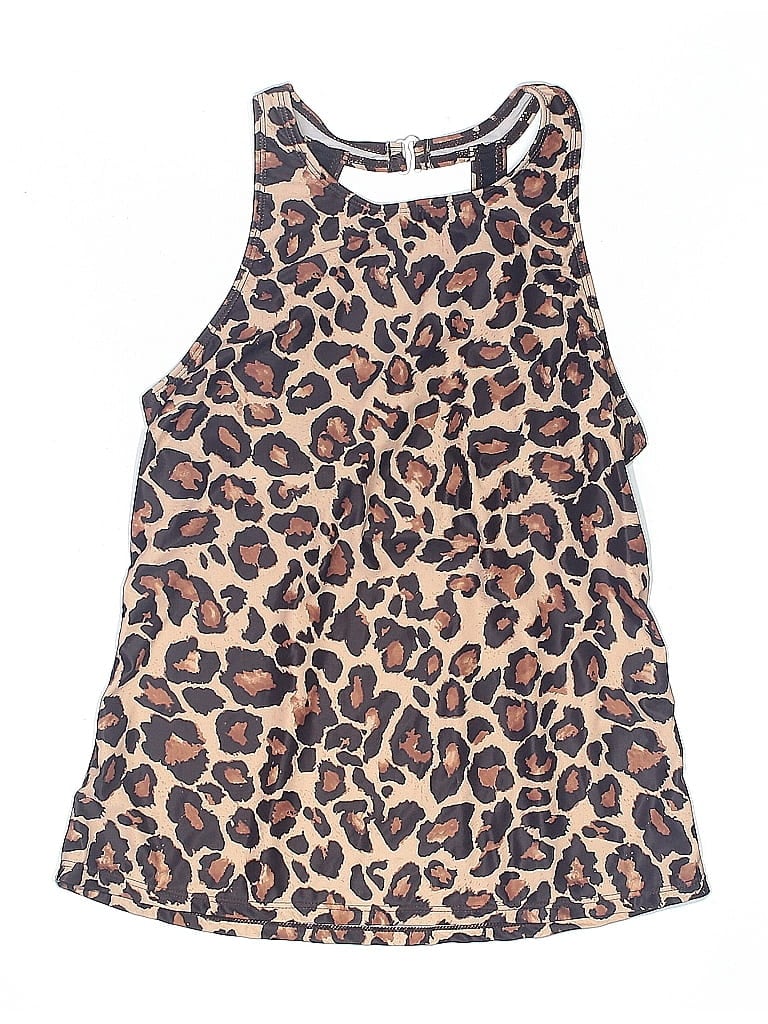 Pre-owned Unbranded Swimsuit Top Brown Animal Print Pattern Swimwear